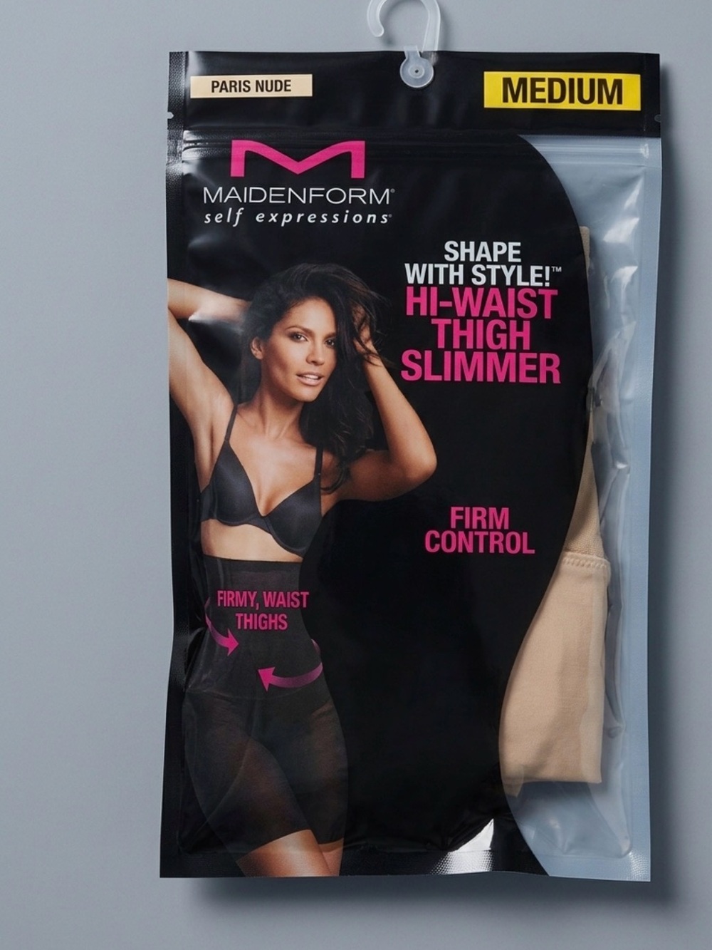 Maidenform Hi-Waist Thigh Slimmer Shapewear - Paris Nude & Black